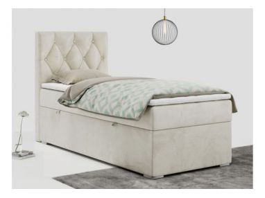 Łóżko kontynentalne ALDA 90x200 - H4 - beżowy, welwet - strona lewa