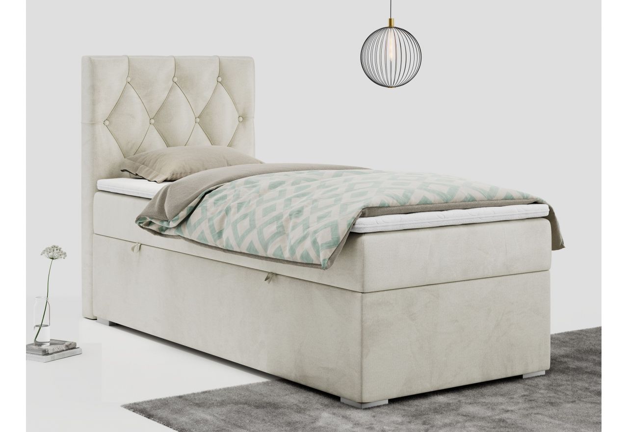 Łóżko kontynentalne ALDA 90x200 - H4 - beżowy, welwet - strona lewa