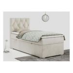 Łóżko kontynentalne ALDA 90x200 - H4 - beżowy, welwet - strona lewa