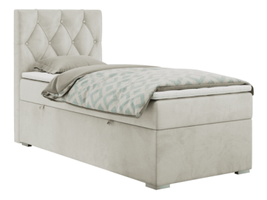 Łóżko kontynentalne ALDA 90x200 - H4 - beżowy, welwet - strona lewa