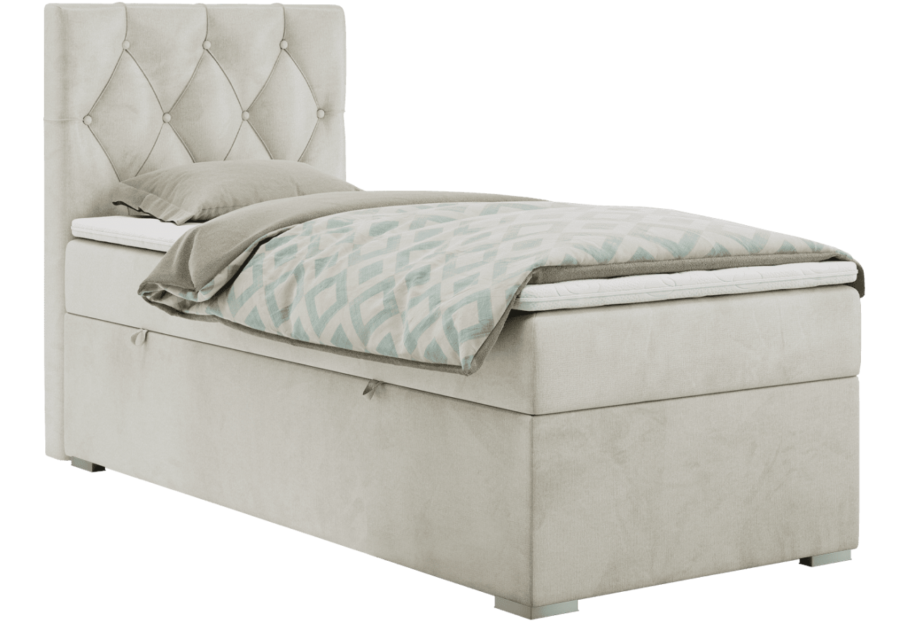 Łóżko kontynentalne ALDA 90x200 - H4 - beżowy, welwet - strona lewa