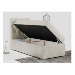 Łóżko kontynentalne ALDA 90x200 - H4 - beżowy, welwet - strona lewa