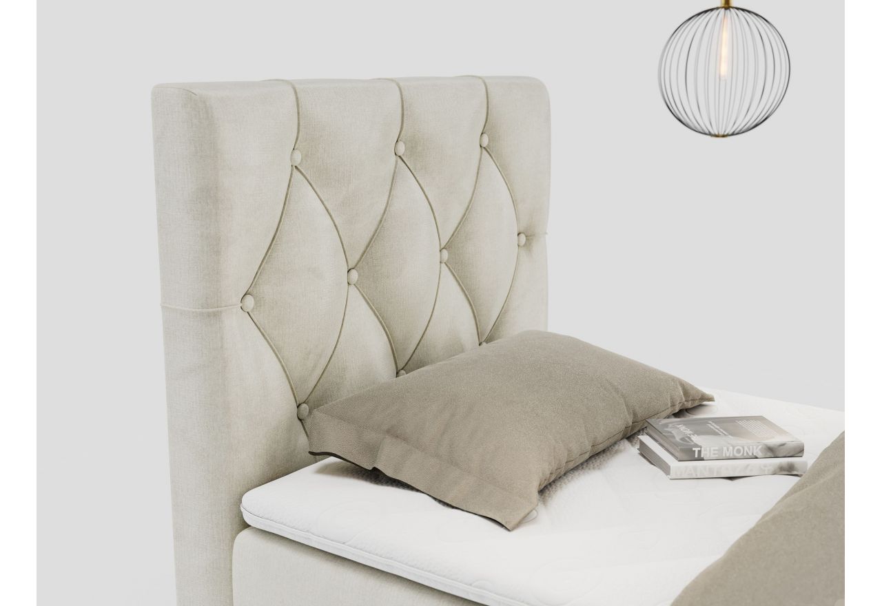 Łóżko kontynentalne ALDA 90x200 - H4 - beżowy, welwet - strona lewa