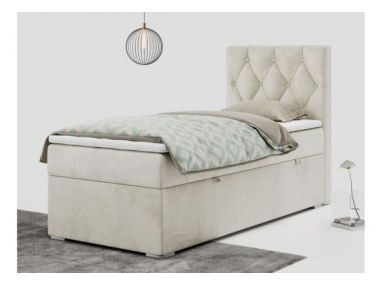 Łóżko kontynentalne ALDA 90x200 - H3 - beżowy, welwet - strona prawa