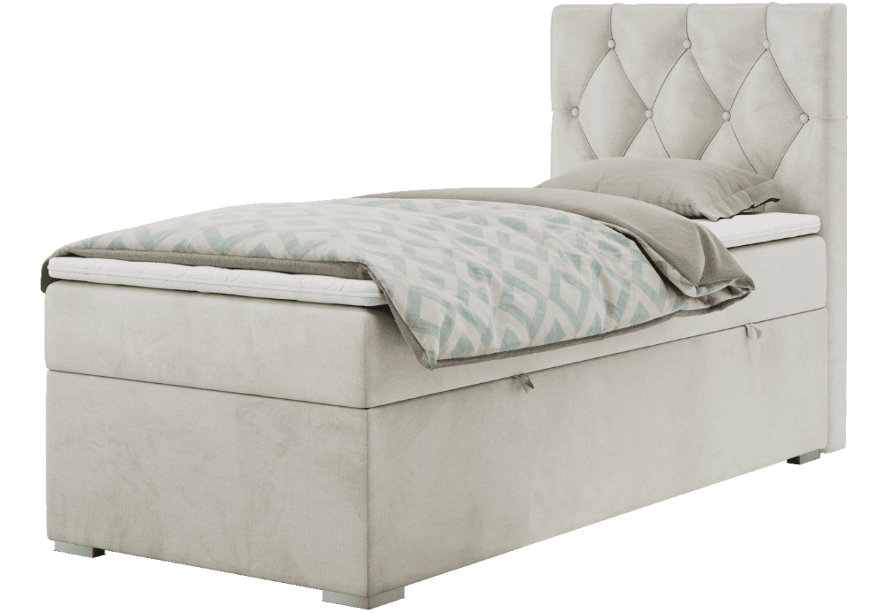 Łóżko kontynentalne ALDA 90x200 - H3 - beżowy, welwet - strona prawa