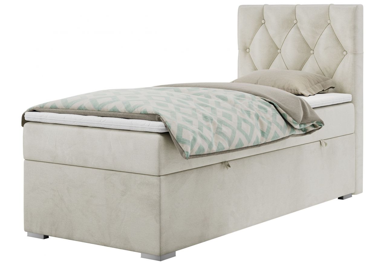 Łóżko kontynentalne ALDA 90x200 - H3 - beżowy, welwet - strona prawa