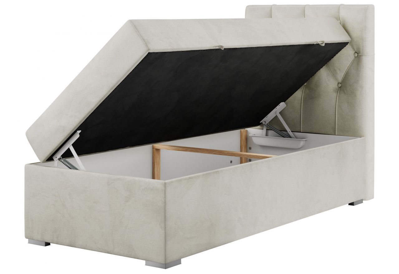 Łóżko kontynentalne ALDA 90x200 - H3 - beżowy, welwet - strona prawa