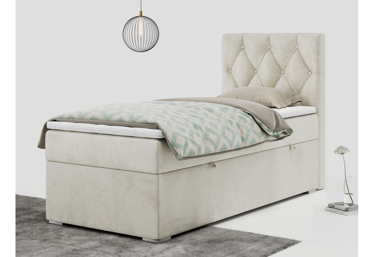 Łóżko kontynentalne ALDA 90x200 - H4 - beżowy, welwet - strona prawa