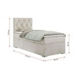 Łóżko kontynentalne ALDA 90x200 - H4 - beżowy, welwet - strona prawa