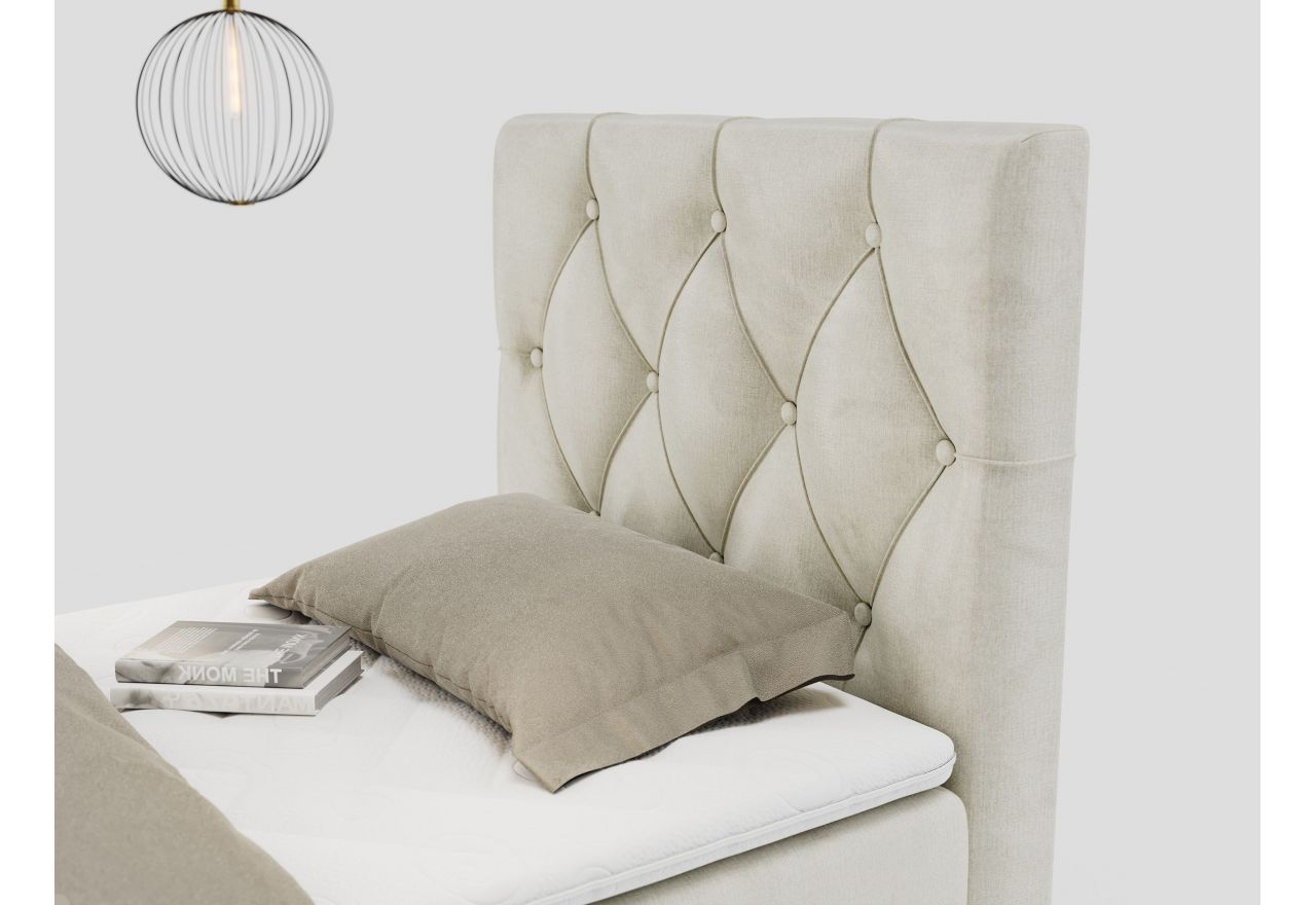 Łóżko kontynentalne ALDA 90x200 - H4 - beżowy, welwet - strona prawa