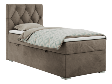 Łóżko kontynentalne ALDA 90x200 - H3 - brązowy, welwet - strona lewa