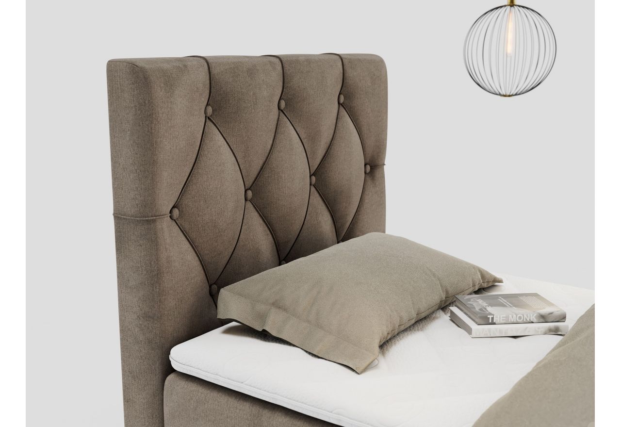 Łóżko kontynentalne ALDA 90x200 - H3 - brązowy, welwet - strona lewa