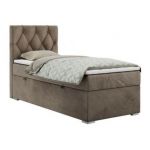 Łóżko kontynentalne ALDA 90x200 - H3 - brązowy, welwet - strona lewa