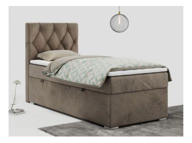 Łóżko kontynentalne ALDA 90x200 - H4 - brązowy, welwet - strona lewa