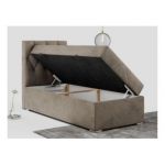 Łóżko kontynentalne ALDA 90x200 - H4 - brązowy, welwet - strona lewa