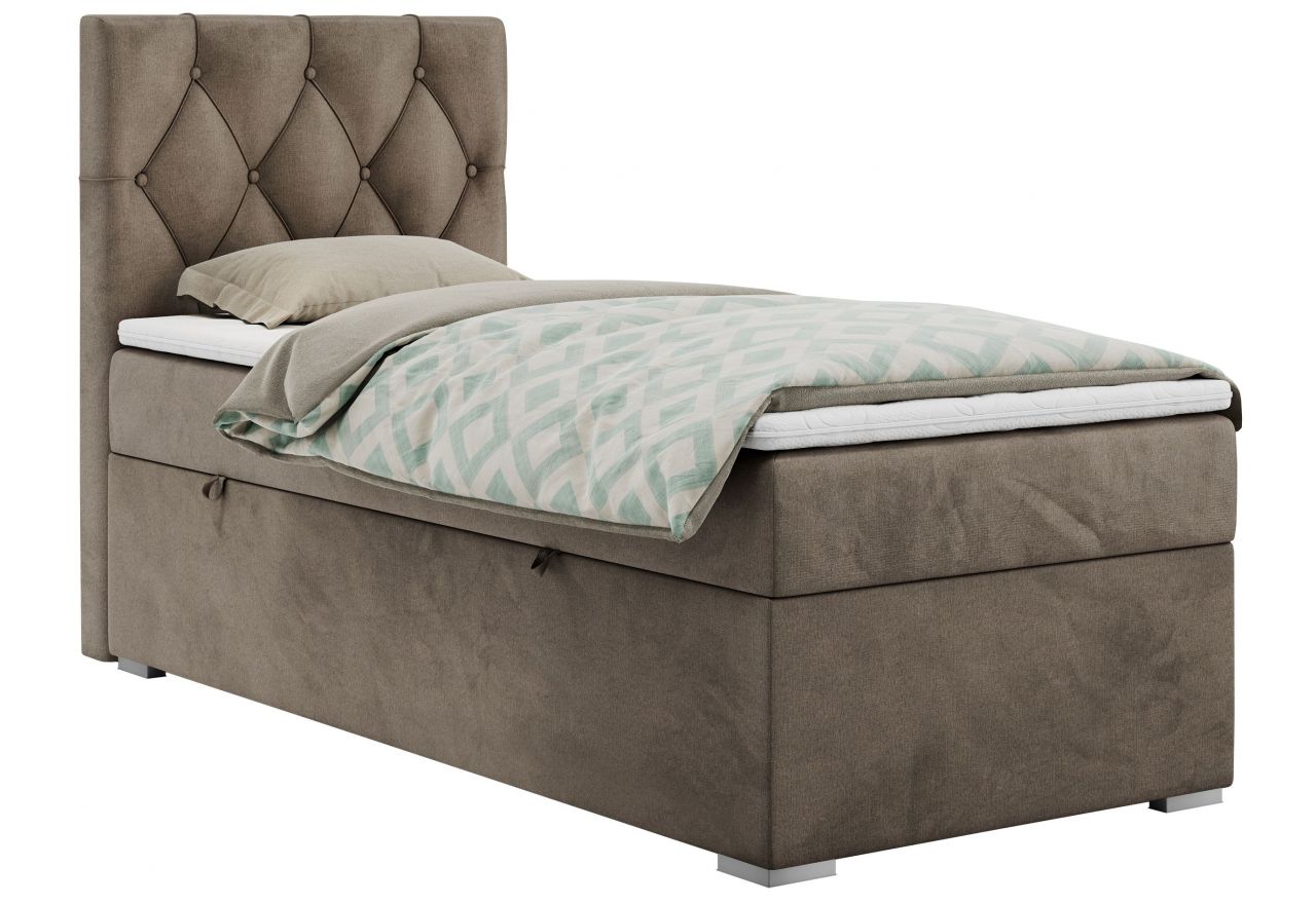 Łóżko kontynentalne ALDA 90x200 - H4 - brązowy, welwet - strona lewa