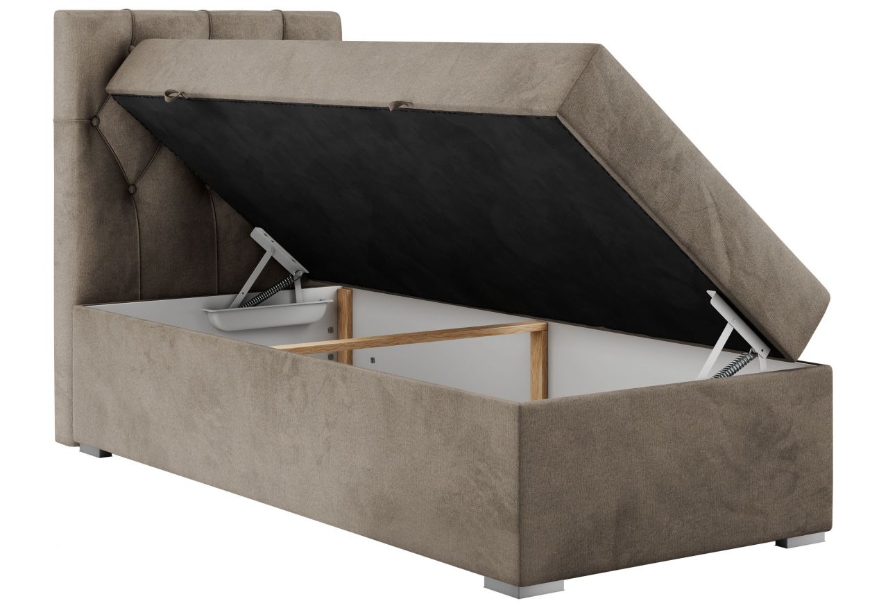 Łóżko kontynentalne ALDA 90x200 - H4 - brązowy, welwet - strona lewa