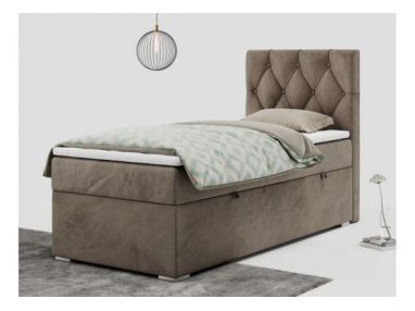 Łóżko kontynentalne ALDA 90x200 - H3 - brązowy, welwet - strona prawa