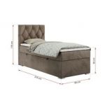 Łóżko kontynentalne ALDA 90x200 - H3 - brązowy, welwet - strona prawa