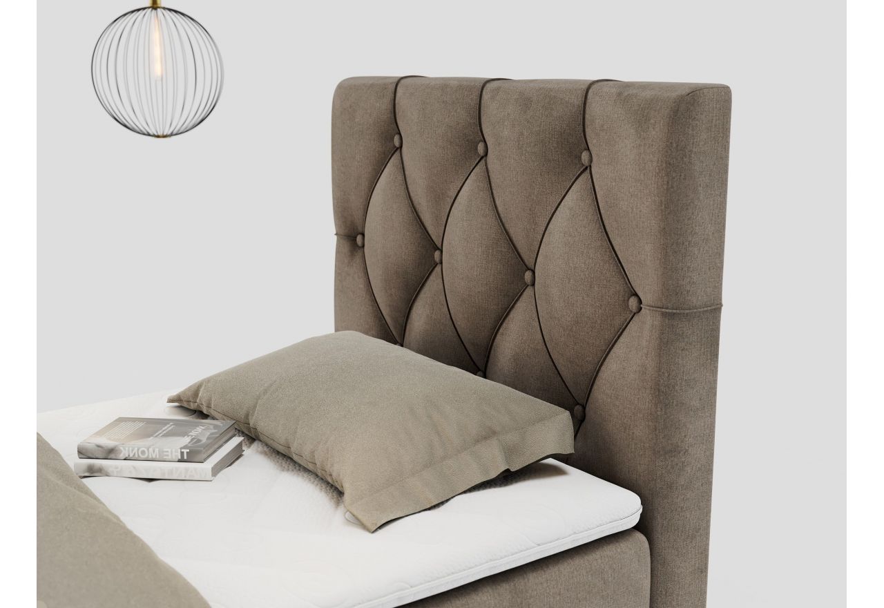 Łóżko kontynentalne ALDA 90x200 - H3 - brązowy, welwet - strona prawa