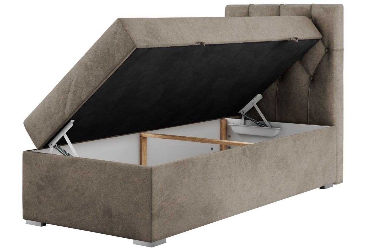 Łóżko kontynentalne ALDA 90x200 - H3 - brązowy, welwet - strona prawa