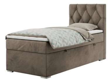 Łóżko kontynentalne ALDA 90x200 - H4 - brązowy, welwet - strona prawa