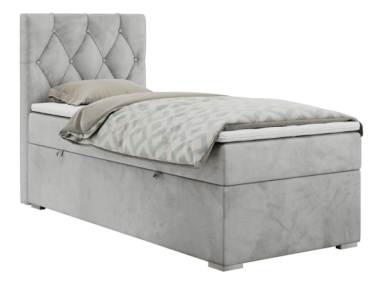 Łóżko kontynentalne ALDA 90x200 - H3 - jasnoszary, welwet - strona lewa