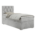 Łóżko kontynentalne ALDA 90x200 - H3 - jasnoszary, welwet - strona lewa