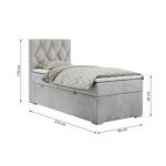 Łóżko kontynentalne ALDA 90x200 - H3 - jasnoszary, welwet - strona lewa