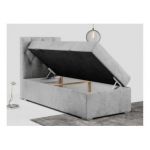 Łóżko kontynentalne ALDA 90x200 - H3 - jasnoszary, welwet - strona lewa