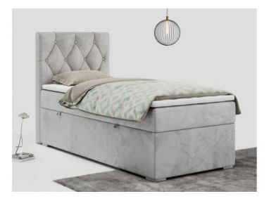 Łóżko kontynentalne ALDA 90x200 - H4 - jasnoszary, welwet - strona lewa