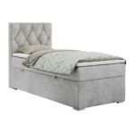 Łóżko kontynentalne ALDA 90x200 - H4 - jasnoszary, welwet - strona lewa