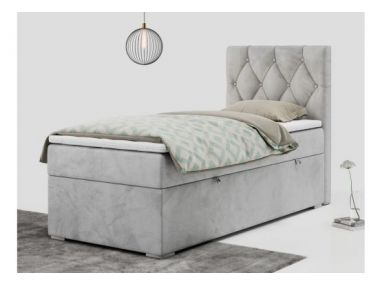 Łóżko kontynentalne ALDA 90x200 - H3 - jasnoszary, welwet - strona prawa