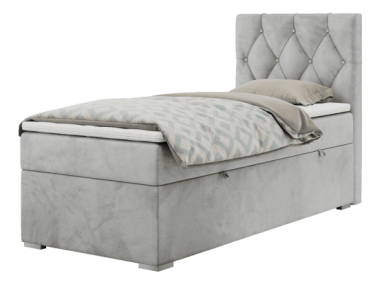 Łóżko kontynentalne ALDA 90x200 - H3 - jasnoszary, welwet - strona prawa