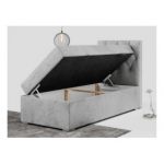 Łóżko kontynentalne ALDA 90x200 - H3 - jasnoszary, welwet - strona prawa