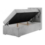 Łóżko kontynentalne ALDA 90x200 - H3 - jasnoszary, welwet - strona prawa