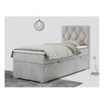 Łóżko kontynentalne ALDA 90x200 - H4 - jasnoszary, welwet - strona prawa