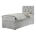 Łóżko kontynentalne ALDA 90x200 - H4 - jasnoszary, welwet - strona prawa