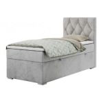 Łóżko kontynentalne ALDA 90x200 - H4 - jasnoszary, welwet - strona prawa