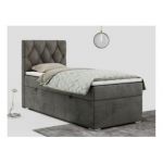 Łóżko kontynentalne ALDA 90x200 - H3 - ciemnoszary, welwet - strona lewa