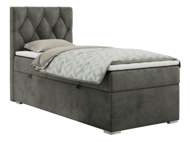 Łóżko kontynentalne ALDA 90x200 - H3 - ciemnoszary, welwet - strona lewa