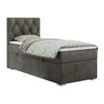 Łóżko kontynentalne ALDA 90x200 - H3 - ciemnoszary, welwet - strona lewa