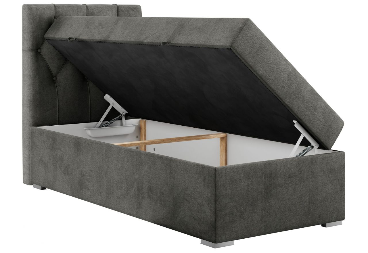 Łóżko kontynentalne ALDA 90x200 - H3 - ciemnoszary, welwet - strona lewa