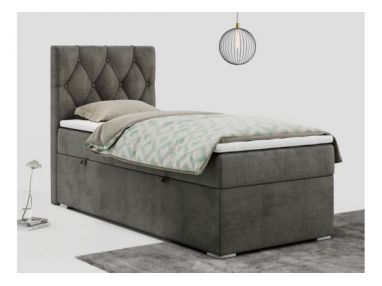 Łóżko kontynentalne ALDA 90x200 - H4 - ciemnoszary, welwet - strona lewa