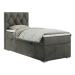 Łóżko kontynentalne ALDA 90x200 - H4 - ciemnoszary, welwet - strona lewa