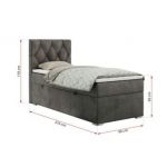 Łóżko kontynentalne ALDA 90x200 - H4 - ciemnoszary, welwet - strona lewa