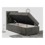 Łóżko kontynentalne ALDA 90x200 - H4 - ciemnoszary, welwet - strona lewa