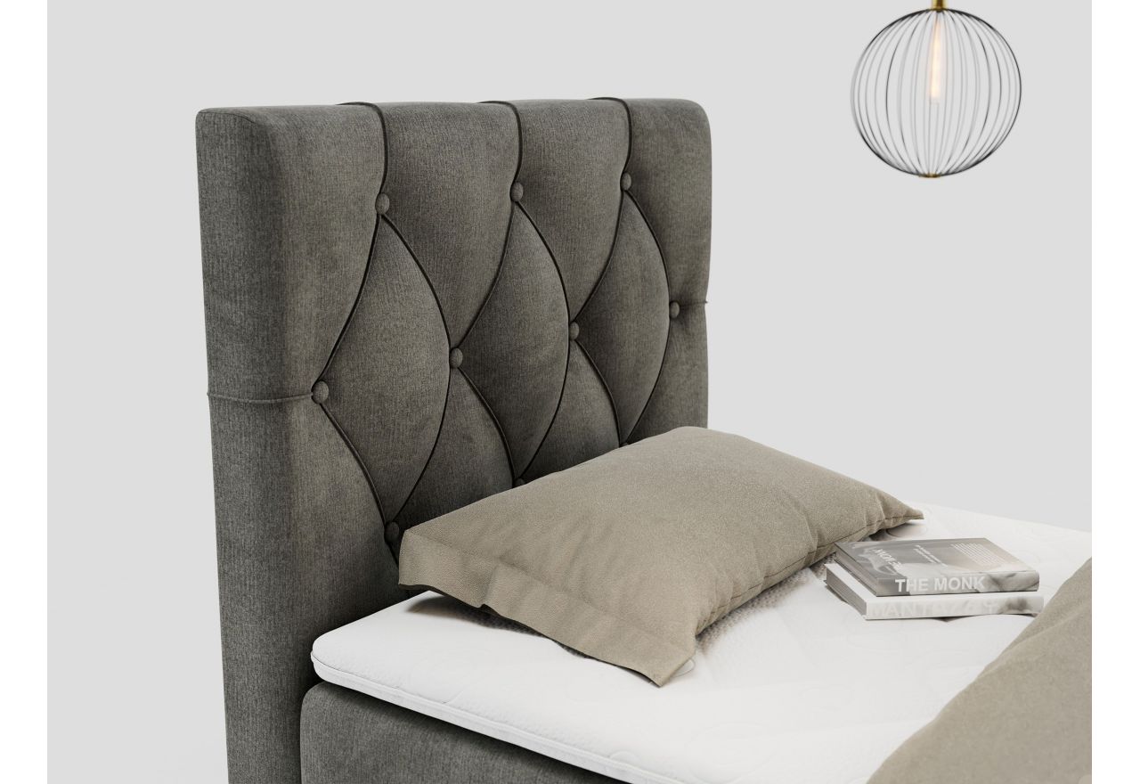 Łóżko kontynentalne ALDA 90x200 - H4 - ciemnoszary, welwet - strona lewa