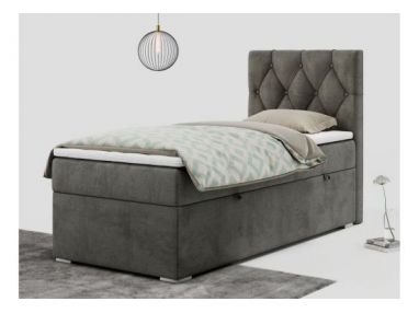 Łóżko kontynentalne ALDA 90x200 - H3 - ciemnoszary, welwet - strona prawa