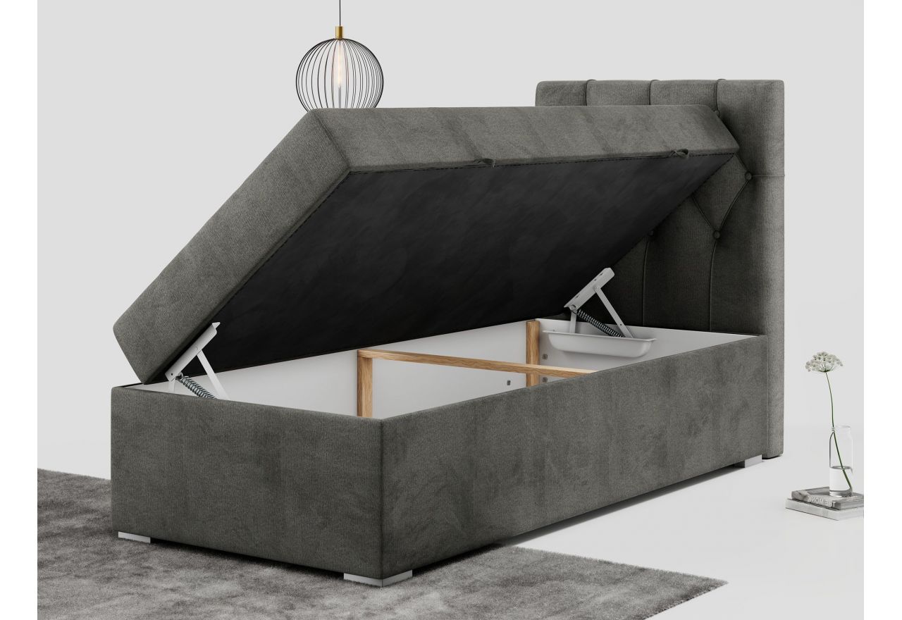 Łóżko kontynentalne ALDA 90x200 - H3 - ciemnoszary, welwet - strona prawa